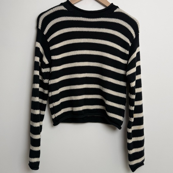 Ralph Lauren Collection Made in Italy Striped Cropped Knit Sweater Womens S